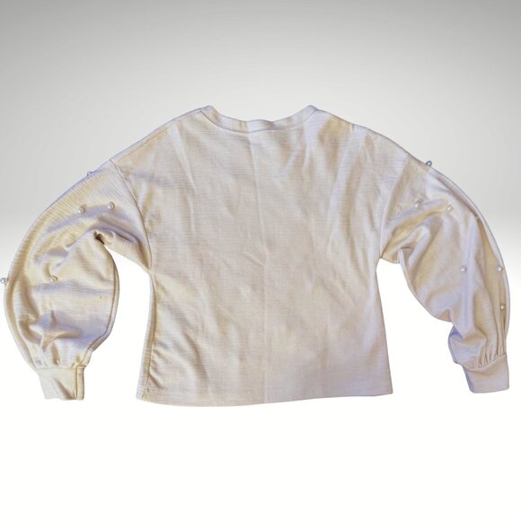 ZARA Pearl Embellished Cream Sweater - Size Small - Picture 2 of 3